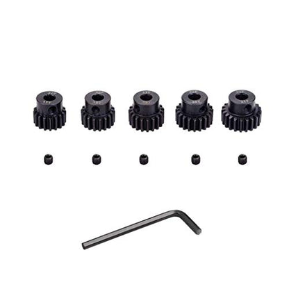 OGRC 32P 5mm Pinion Gear 17T 18T 19T 20T 21T Hardened Metal Pinion Motor Gear Set for RC Buggy Car Monster Truck(Compatible with 0.8 Metric Pitch) | Hardened Steel, Motor Gear 5mm Motor Shaft, Fits 1/10 RC Buggy Monster Truck Car