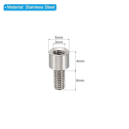 PATIKIL 24pcs M3 Standoffs, M3 4+6mm Spacer Standoffs Steel Threaded Standoffs Screws Kit 3mm ID 5mm OD Metric Male Female Thread Adapters for Circuit Board PCB RC Drones Motherboard - size: 4+6mm L