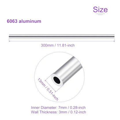 DMiotech 3Pack (13mm OD x 7mm ID) 6063 Aluminum Round Tube 300mm Length Industry Metal Tubing for Machinery Frame Construction DIY Projects - size: 13mm x 7mm x 300mm