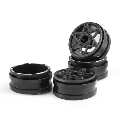 Beadlock Wheel Rims 4PCS 1.9" Upgraded Carbon Fiber Aluminum Wheel Hub Compatible with 1/10 RC Crawler Gen8 TRX-4 Axial VS4-10 Capra SCX10 RC Car Accessories (Patten A) - color: Patten a