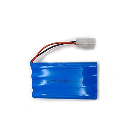GLESOURCE(2 Pack 9.6V NiMH Battery Pack 2000mAh RC Battery with Standard Tamiya Connector for RC Car, Robots with (2PCS) USB Charging Cable