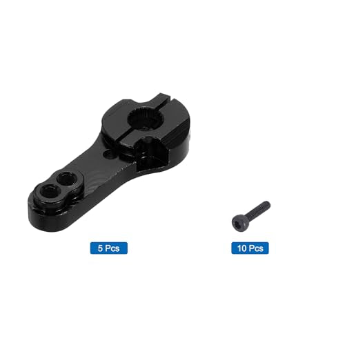 MECCANIXITY 5 Pcs Aluminum Servo Horn 25T Steering Arm 35mm Length Black Suitable for DIY RC Car/Boat/Airplanes Boat Model Accessories with 2 Pcs Screws - color: Black
