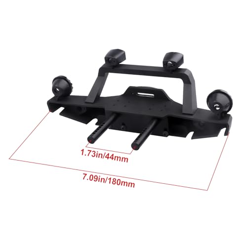 1/10 RC Crawler Metal Front Bumper Set with Winch & 5mm White LED Lights, Compatible with TRX-4, Axial SCX10 II 90046 / SCX10 III AXI03007, Redcat Gen 7 - style: Front Bumper
