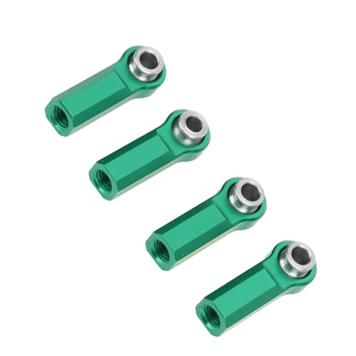 Asixxsix M4 Ball Joint Head, 4 Pcs Alloy Link Rod End with M4 Thread 7mm Diameter for RC Model Car Tie Rods Set (Green)