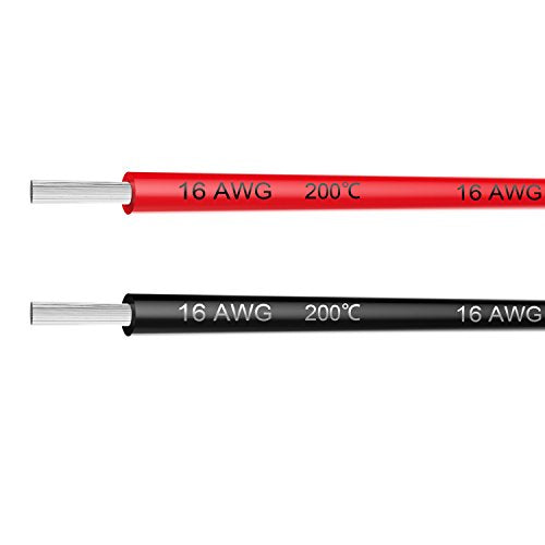 Electrical Wire 16 AWG 16 Gauge Silicone Wire Hook Up Wire Cable 20 Feet [10 ft Black and 10 ft Red] - Soft and Flexible 252 Strands 0.08mm of Tinned Copper Wire High Temperature Resistance - size: 2 Colors each 10FT, style: 16AWG