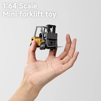 1/64 RC Forklift with Trailer, 2.4G Alloy Remote Control Forklift for Adults, Mini Forklift Truck with Cargo Hook/Forks/Pallet, RC Engineering Vehicle Gift -Basic Version - style: 1/64 RC Forklift, Basic Version