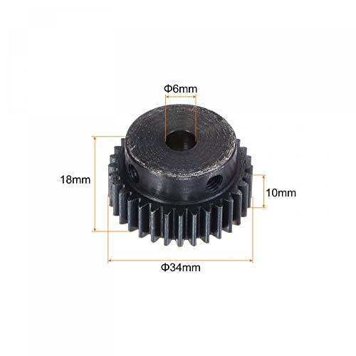 uxcell 1Mod 32T Pinion Gear 6mm Bore Hardened Steel Motor Rack Spur Gear with Step for RC Car Truck Buggy Gear Drive, 2 Set