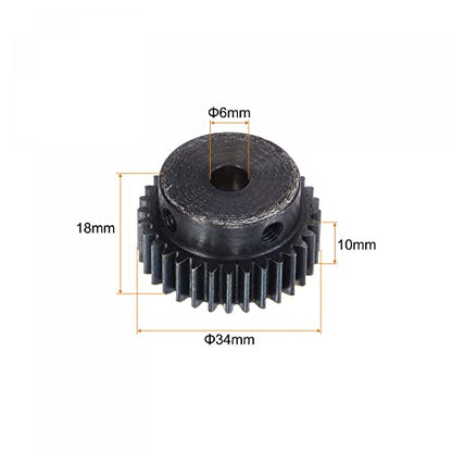 uxcell 1Mod 32T Pinion Gear 6mm Bore Hardened Steel Motor Rack Spur Gear with Step for RC Car Truck Buggy Gear Drive, 2 Set