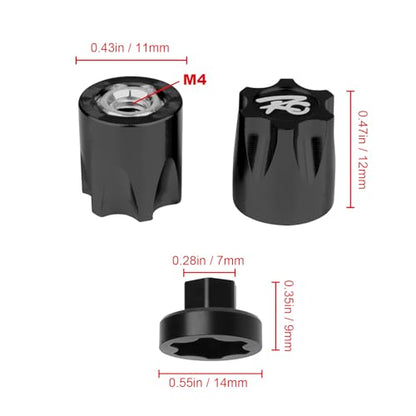 Hobbypark 4PCS Aluminum RC Car Wheel Rim Center Cap Adapter M4 Nut for 1/10 RC Crawler Traxxas TRX4 Axial SCX10 90046 D90 Redcat Gen7 (Black)