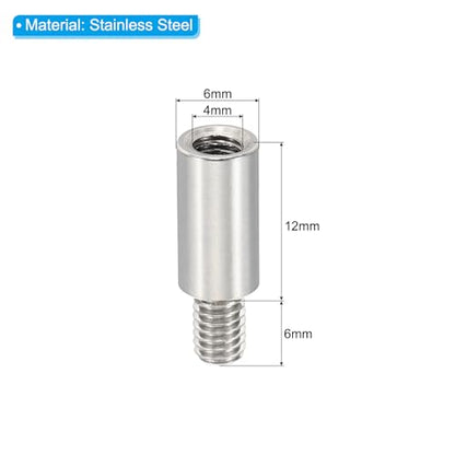 PATIKIL 24pcs M4 Standoffs, M4 12+6mm Spacer Standoffs Steel Threaded Standoffs Screws Kit 4mm ID 6mm OD Metric Male Female Thread Adapters for Circuit Board PCB RC Drones Motherboard - size: 12+6mm L