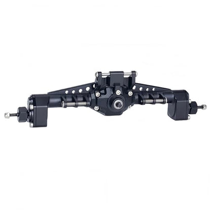 UTB18 CNC Aluminum Portal Axle Set — Complete Front & Rear Upgrade for Axial UTB18 Capra 1/18 RC Crawler, Total Weight 335g (Black) - color: Black