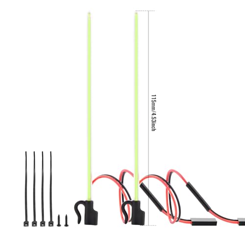 2PCS LED RC Whip Antenna Lights for RC Car/Boat, Green Light | Cuttable Flexible, Easy Plug-and-Play RC Glow Antenna, Water-Resistant - color: Green Light