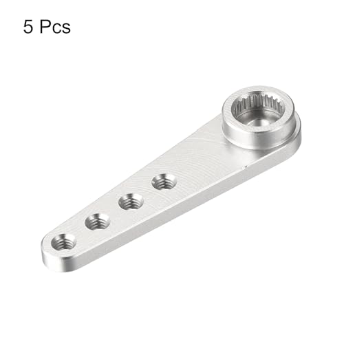 MECCANIXITY 5 Pcs Aluminum Servo Horn Long 25T Steering Arm 37mm Length Silver Suitable for DIY RC Car/Boat/AirplanesBoat Model Accessories - color: Silver
