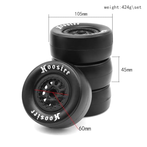 fujita 1/10 RC Racing Short Course Truck Tire & Off-Road Tyre Set Competible for ARRMA SENTON 3S Traxxas Slash4X4 Losi Tenacity Redcat HPI HSP RC Hort Course Truck Car（Black E） - color: Black E
