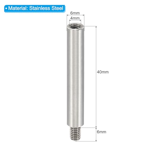 PATIKIL 6pcs M4 Standoffs, M4 40+6mm Spacer Standoffs Steel Threaded Standoffs Screws Kit 4mm ID 6mm OD Metric Male Female Thread Adapters for Circuit Board PCB RC Drones Motherboard - size: 40+6mm L