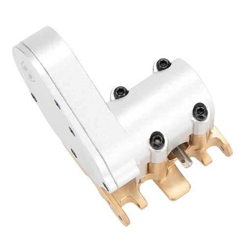 MEUS RACING SCX30 Transmission Assembled Gearbox with Brass Skid Plate for Axial SCX30 1/30 RC Crawler (Silver) - color: Silver