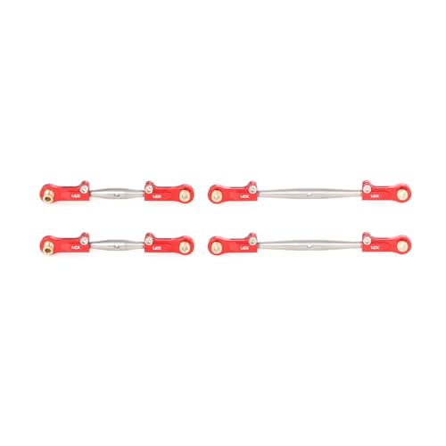 LCX Racing 1/10 RC Crawler Car Stainless Steel Suspension Front Steering Link Set Rear Link Set 4pcs for RC Truck Arrma Fury, Upgrades Parts Accessories (Red) - color: Red