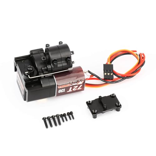 RCAWD Alum SCX24 2 Speed Transmission 72T 130 Motor Set for Axial 1/24 SCX24 AX24 Series Upgrades Part Black