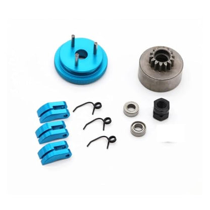 RC Car Accessories Compatible with 1/8 RC Car Bearing Clutch Bell Shoes Nut Springs Parts Accessories 14T Gear Flywheel Assembly(Blue) - color: Blue
