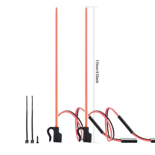 2PCS LED RC Whip Antenna Lights Cuttable Flexible for RC Car/Boat, R | Cuttable Flexible, Easy Plug-and-Play RC Glow Antenna, Water-Resistant - color: Red Light