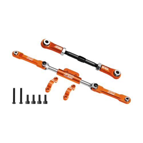 GPM 4140 Carbon Steel + 7075 Alloy Servo Link & Front Steering Link Set Upgrade Parts for Vanquish 1/10 H10 Optic Yokohama Sparco RC Crawler Truck Accessories Replacement，Orange - color: Orange