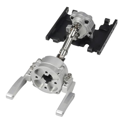 Metal Front Planetary Gearbox Transfer Case Transmission Drive Shaft Skid Plate Set for 1/10 RC Rock Crawler SCX10 II 90046 Chassis Metal Prefixal Gearbox Upgrade (Silver) - color: Silver