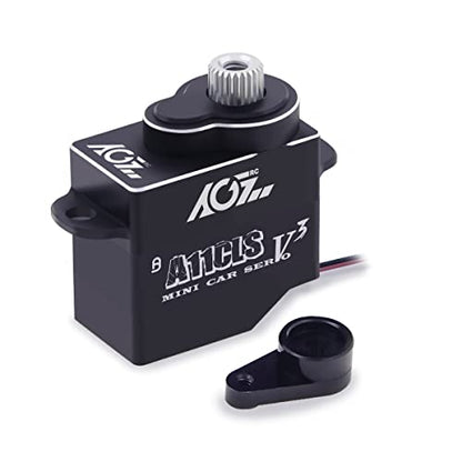 AGFRC Mini-Z Car 0.05Sec RC Micro Drifting Servo (A11CLS V3 Black) | 1.4kg Torque, Titanium Gear, Coreless Motor, Programmable, Fits Mini-Z, 1/24-1/28 Scale RC Cars. 20x21x11.3mm, 11g - style: A11CLS V3 Black
