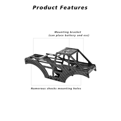 SCX24 Monster Truck Chassis Carbon Fiber Frame SCX24 LCG Chassis for Axial SCX24 Upgrade Parts 1/24 RC Crawler