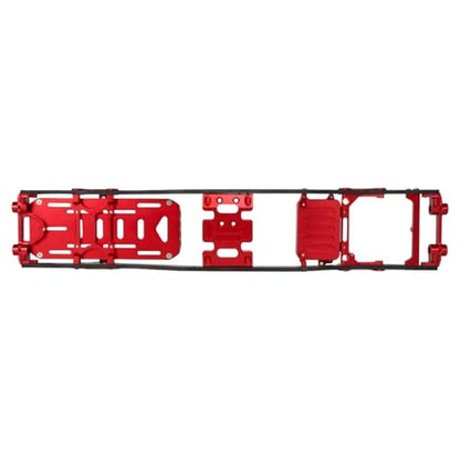SCX10 Chassis Set for 1/10 RC Crawler w/Carbon Fiber Rails Metal Brace Skid Plate Adjustable Shock Mount Radio Box Battery Tray (Red Set) - color: Red Set