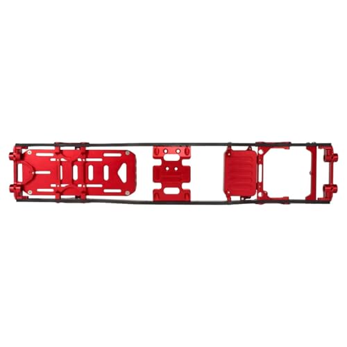 SCX10 Chassis Set for 1/10 RC Crawler w/Carbon Fiber Rails Metal Brace Skid Plate Adjustable Shock Mount Radio Box Battery Tray (Red Set) - color: Red Set
