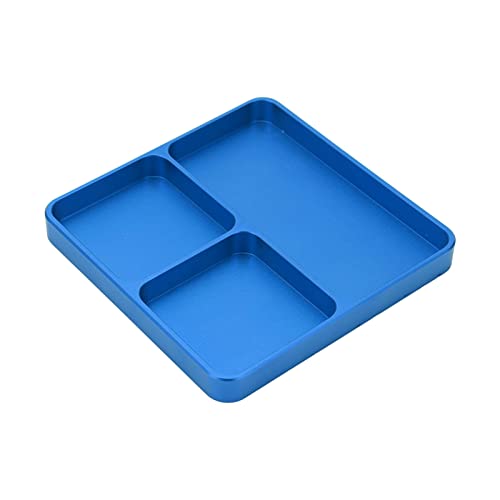 RC Model Repair Screw Tray, Magnetic Tool Tray for RC Car Maintenance, CNC Aluminum Alloy Organizer with Magnetic Pads for Remote Control Vehicles Aircraft Helicopters (Blue) - color: Blue