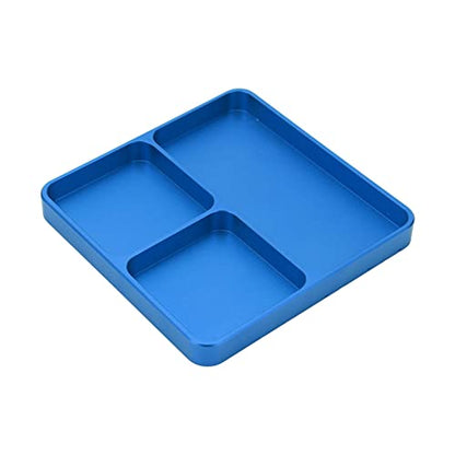 RC Model Repair Screw Tray, Magnetic Tool Tray for RC Car Maintenance, CNC Aluminum Alloy Organizer with Magnetic Pads for Remote Control Vehicles Aircraft Helicopters (Blue) - color: Blue