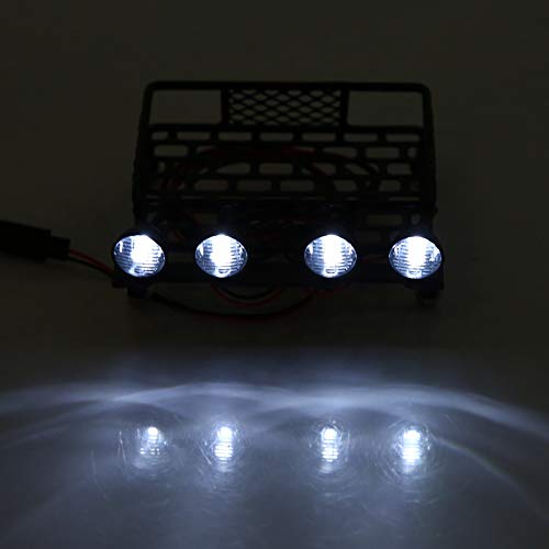 RC Car Roof Rack,Small Size Roof Rack Luggage Carrier with LED Light Round for Axial SCX10 1/10 RC Car