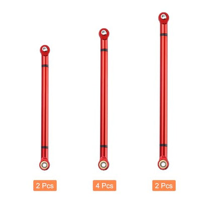 MECCANIXITY 8pcs Wheel Base Link Rod Linkage Aluminum Alloy 313mm Wheel Base Upper Lower Link Rod Chassis Linkage for SCX10 1/10 RC Car Crawler Upgrade Parts,Red - color: Red