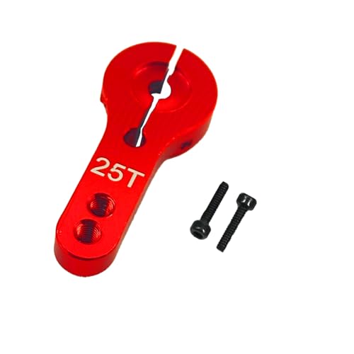 5Pcs 25T Aluminum Servo Horns M3 Threads Metal Steering Arm 25T Steering Arm for RC Car Truck Buggy Airplane(Red)