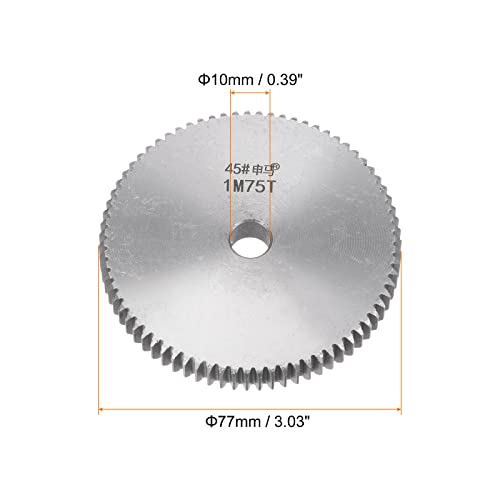HARFINGTON Straight Spur Gear 10mm Bore 75T Mod-1 Hardened 45# Steel Spur Diff Differential Motor Gear RC Car Replacement Parts - style: 75T