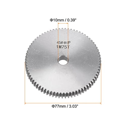 HARFINGTON Straight Spur Gear 10mm Bore 75T Mod-1 Hardened 45# Steel Spur Diff Differential Motor Gear RC Car Replacement Parts - style: 75T