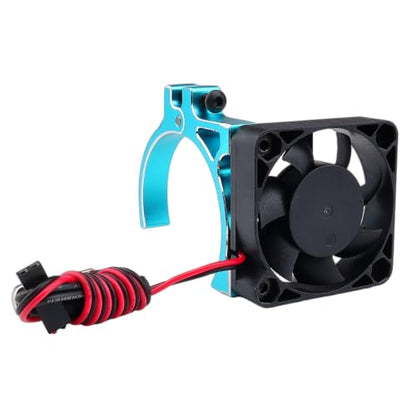 RC Car Motor Cooling Fan Thermal Sensor Heatsink 40mm Brushless Cooling Fan with Alloy Clamp for 1/8 1/10 Buggy Cars 540 550 3650 4268 4274 Motors (Blue)