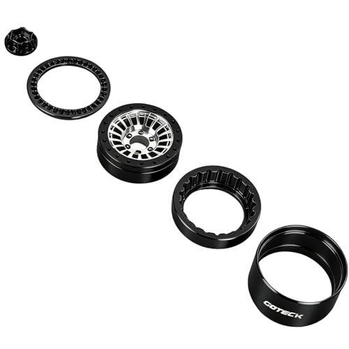 GOTECK RC Rims 1.9 Beadlock Wheels Heavy Duty CNC Aluminum Crawler RC Wheel Rim Set Wheel Hub 4pcs-Set for 1/10 RC Crawler, TRX4 Axial SCX10 II SCX10 III Redcat Gen8, RC4WD D90 - color: GS2911