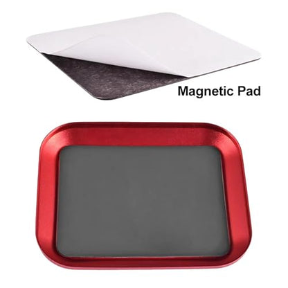 RC Car Parts 9IMOD RC Aluminium Alloy Magnetic Screw Tray Plate Storage for Airplane Car Boat Crawler for Model Repair Tool(Red) - color: Red