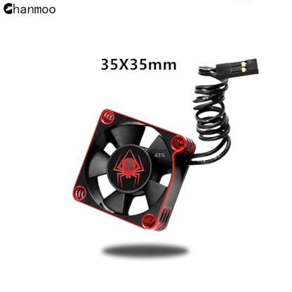 RC Car Metal Motor Cooling Fan 25mm 30mm 35mm 40mm 50mm RC Heatsink 28000RPM ESC Cooling Fans Red-Black Fit for 1/8 1/10 1/12 Scale RC Car 540 550 Brushless OR Brushed Motors (35mm) - size: 35mm