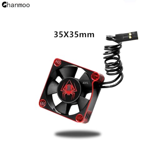 RC Car Metal Motor Cooling Fan 25mm 30mm 35mm 40mm 50mm RC Heatsink 28000RPM ESC Cooling Fans Red-Black Fit for 1/8 1/10 1/12 Scale RC Car 540 550 Brushless OR Brushed Motors (35mm) - size: 35mm