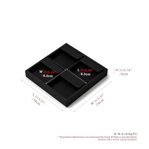 Oirlv Microfiber Jewelry Earring Display Tray Black | Soft Black Microfiber Finish, 5.51"X5.51"X0.79", Clean Elegant Display, Perfect for Retail and Photography - style: P13703