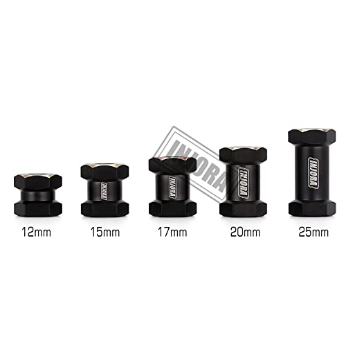 INJORA 12mm Black Brass Wheels Hex Hubfor 1/10 Axial SCX10 & SCX10 II - size: 12mm