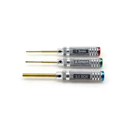 RC Mini Tool Set Compatible with Axial SCX30 1/30 RC Crawler | 1.3mm Hex,2.0 Phillips Screwdriver, Mini Box Nut Wrench, Gold Titanium Coated Tips,RC Car Upgrade Repair Maintenance