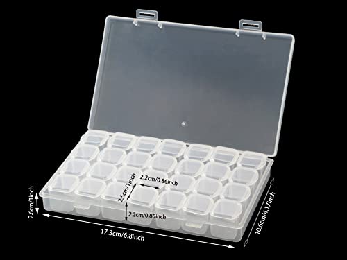 112 Slots 4 Pack 28 Grids Plastic Organizer Box Clear Beads Storage Container Jewelry Case for Art DIY Crafts, Nail Diamonds,Jewelry, Painting (112 Slots 4 Pack 28 Grids) - size: 112 Slots 4 Pack 28 Grids