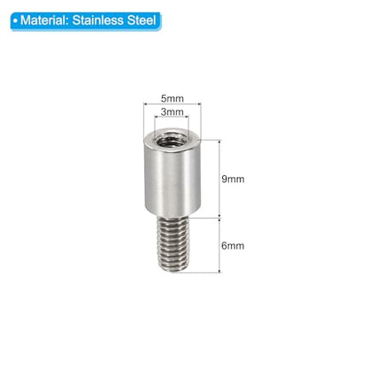 PATIKIL 24pcs M3 Standoffs, M3 9+6mm Spacer Standoffs Steel Threaded Standoffs Screws Kit 3mm ID 5mm OD Metric Male Female Thread Adapters for Circuit Board PCB RC Drones Motherboard - size: 9+6mm L