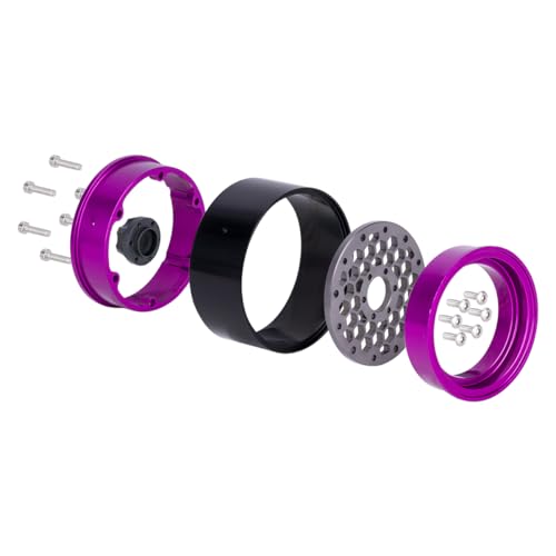 4PCS Beadlock Rims 1.9 Inch Wheels RC Rim Hub Aluminum Beadlock Rims for Traxxas TRX4 TRX6 Redcat GEN7 GEN8 Rc4wd D90 Axial SCX10 SCX10 II 90046 SCX10 III AXI03007 12mm Hex 1/10 RC Crawler (Titanium)