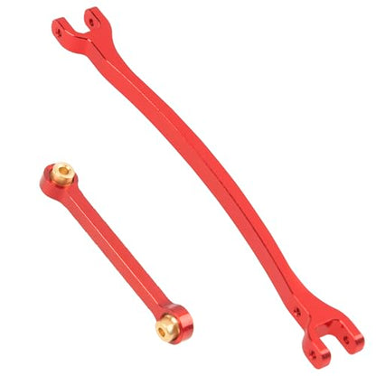 8PCS ShareGoo Aluminum Alloy Chassis Links Rod & Steering Linkage Compatible with 1/24 FMS FCX24M RC Upgrade Parts (Red) - color: Red