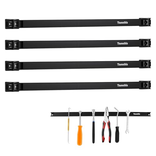 18" Magnetic Tool Holder Strip, 4 Pieces Black Metal Tool Organizer Rack with Stainless Steel Surface, Magnet Bar for Garage Workshop, Easy To Install with Mounting Screws - color: Black 4PC, size: 18"